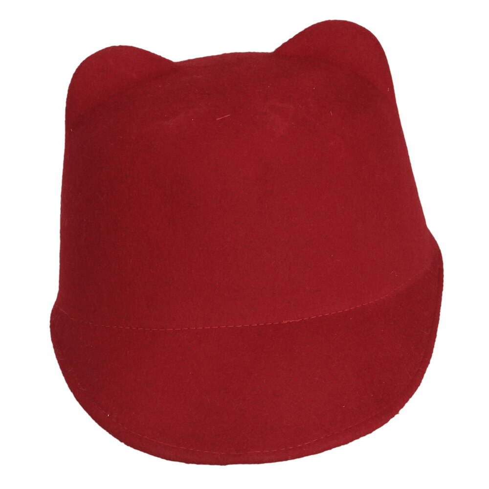 Chapeau Fedora pour enfant laine | Chapeau d'hiver pour filles, chapeau cornes de diable, oreilles de chat mignon, animal Derby Bowler joli bonnet taille 52-54CM: Red