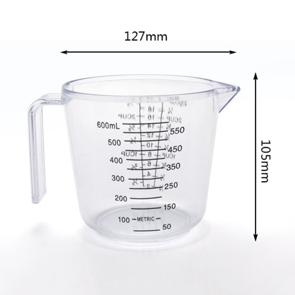 Portable Plastic Measuring Cup Clear Scale Measuring Cup for Baking Beaker Liquid Measure Jug Container 150ML/300ML/600ML