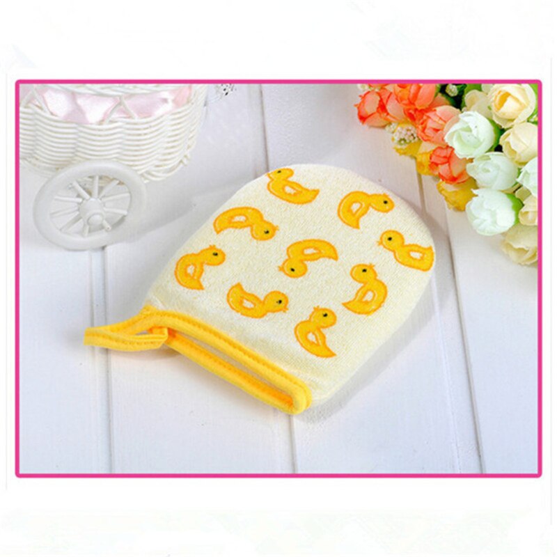 Manoplas de algodón para baño de bebé, manoplas de dibujos animados, esponjas de baño para niños, guantes de goma, manoplas de espuma, paño de lavado, toalla para el cuidado del bebé: Yellow