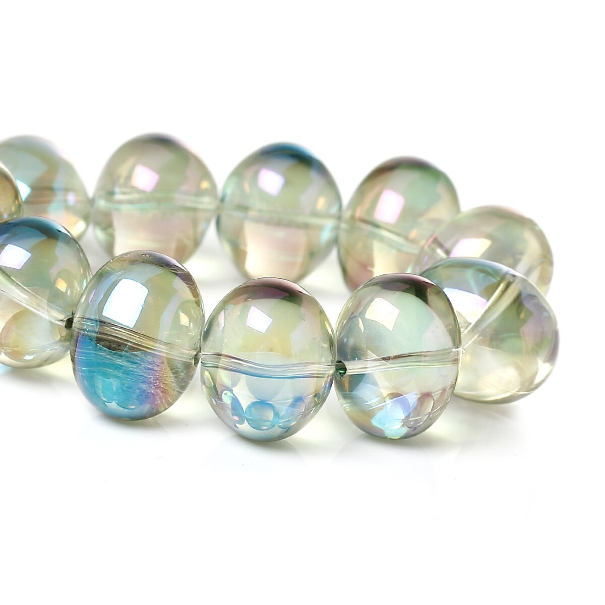 DoreenBeads Oval Chartreuse Glas verlieren Perlen AB Regenbogen Farbe Polarlicht Borealis Überzogene transparent Über 16mm x 13mm, 10 Stck