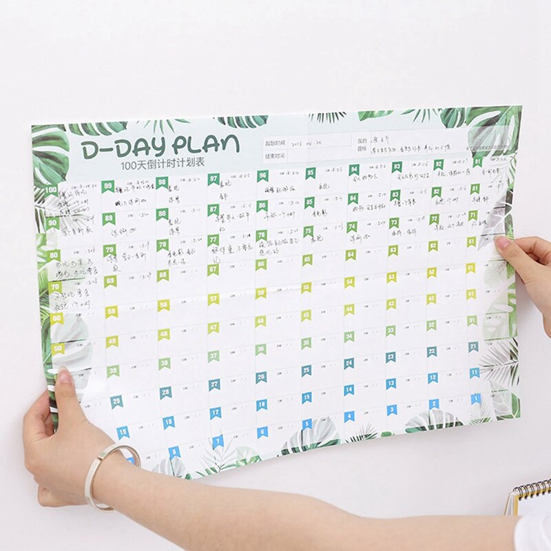 100 Day Countdown Calendar Learning Schedule Periodic Planner Table For Kids Study Planning Learning Supplies