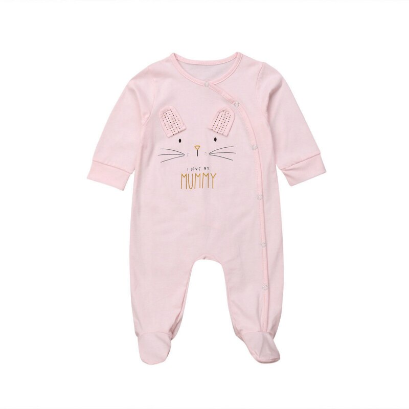 0-18 månader spädbarn tecknad björn bebiskläder flicka &amp; pojkar långärmad pappa mamma babybyxor baby grow sömndräkter babybyxa