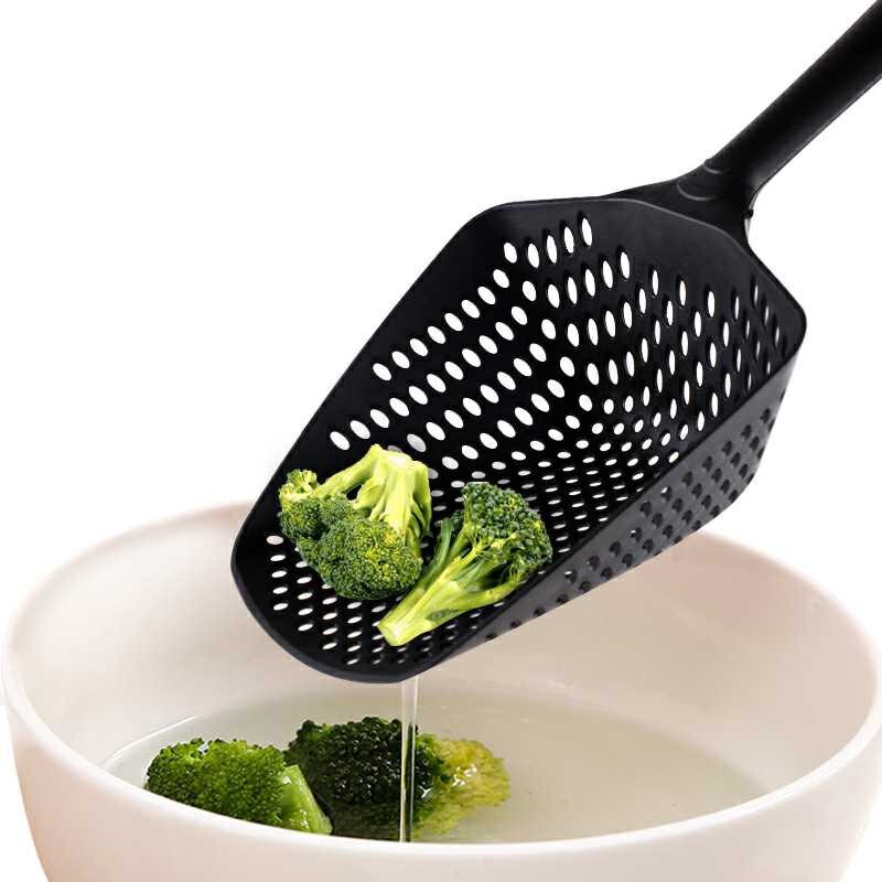 Unibird 34.5cm Long Handle Kitchen Shovel Plastic Pasta Scoop Strainer Colander for Spaghetti Noddle French Fries Colonder