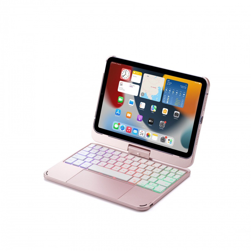 Beskyttende etui til ipad mini 7 med bluetooth-tastatur, 360- gradere rotasjon med berøringsskjerm, mini 6- tastatur med regnbuefarge og 8.3 i