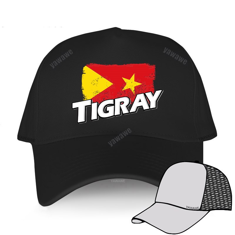 Tigray Region Flag Baseball Cap Hat Mens Black Sun Hip Hop Casual Boys Women Casquette Fish Outdoor Spring Bonnet: black mesh