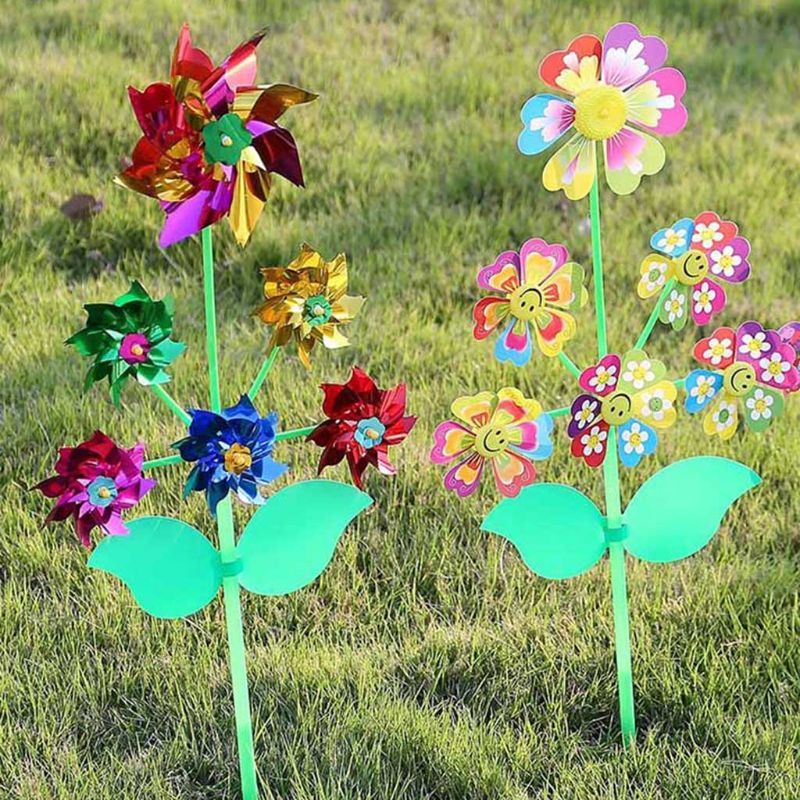 28\" Child DIY Colorful Sunflower Windmill Toy Children Outdoor Activities Toy T5EC: A Style