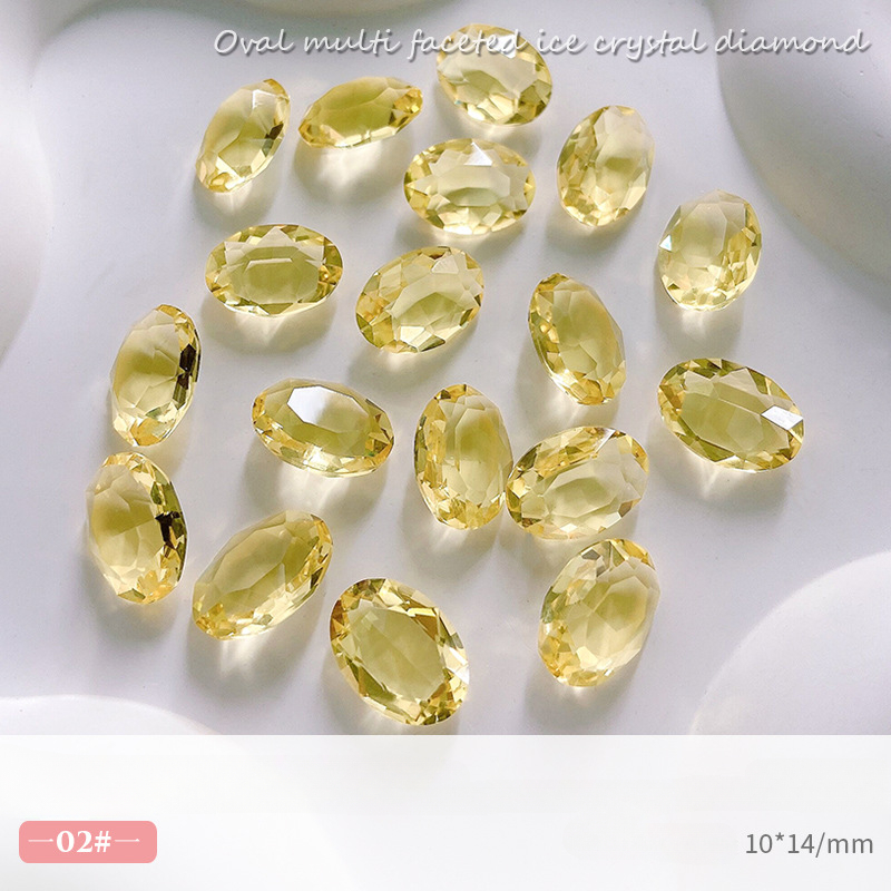 10 Uds. De joyería de cristal ovalada grande para uñas, abalorio inferior puntiagudo, decoraciones de diamantes, adornos de manicura de alta transparencia de lujo: Beige