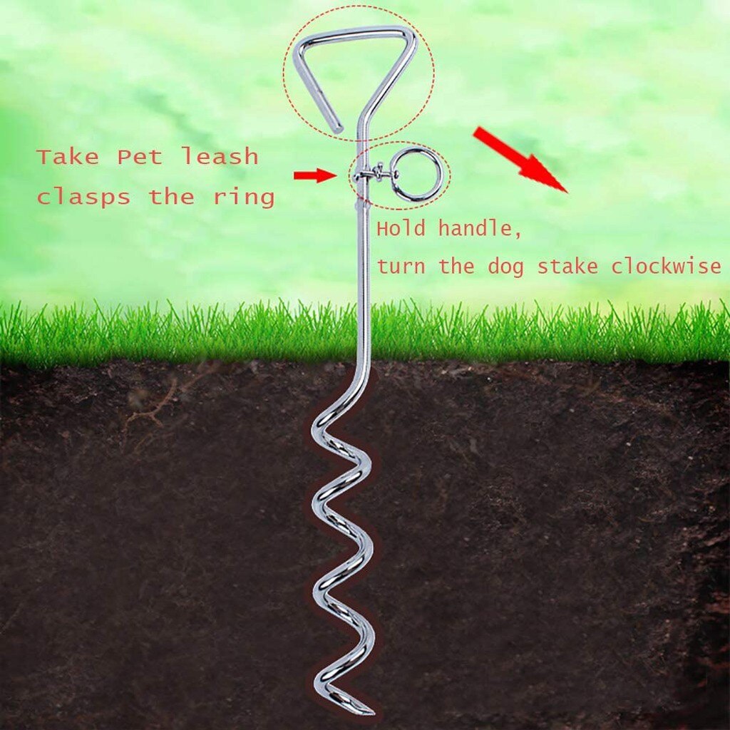 Pet Stapel Hond Hitch 16Inch Metalen Spiraal Anker Tie-Out Met Ring Kurk Schroef Dierbenodigdheden Hond huisdieren Trekkabel Vaste Stapel