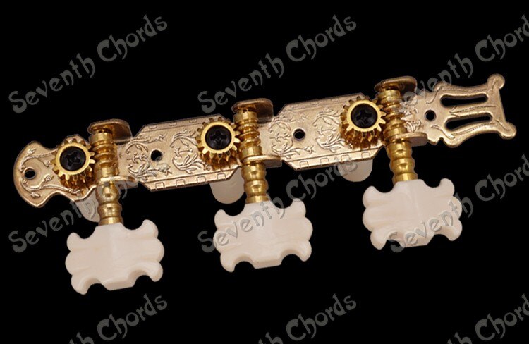 Een Ser Van 2 Pcs Goud Klassieke Gitaar String Tuners Stemsleutels Machine Heads Tuners Met Witte Bloem Vorm Plastic knop