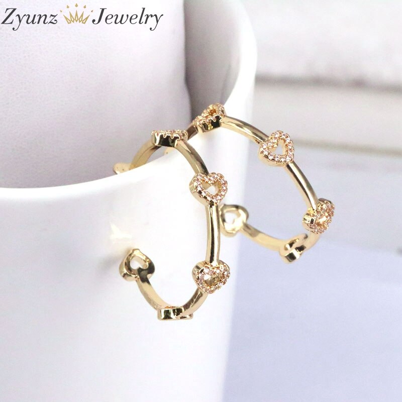 5 paires, or couleur coeur boucles d'oreilles pour femmes fille clair CZ pierre boucle d'oreille bijoux