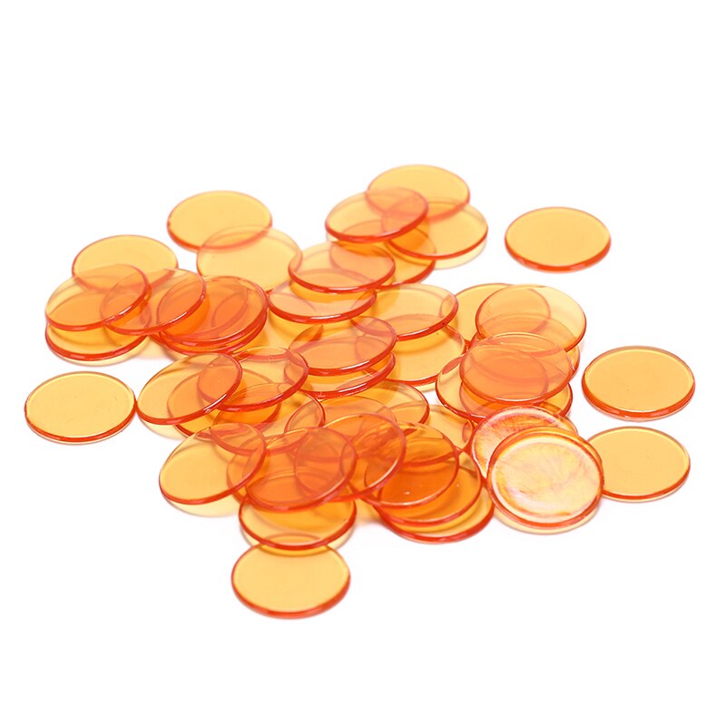 50 stykke lomme mini poker chips lille skive plast gennemsigtig farve poker chips runde bingo chips: Orange
