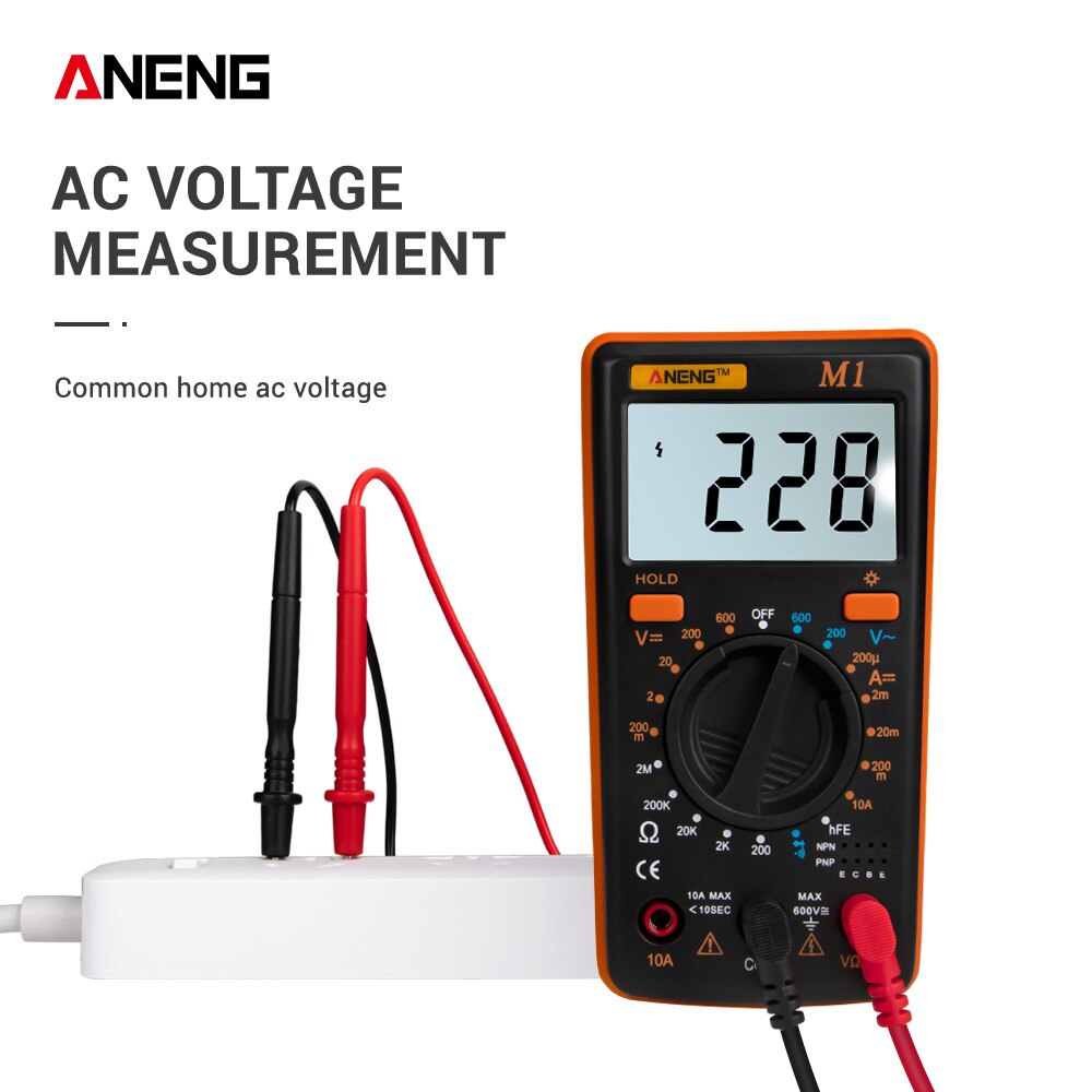Draagbare aeng  m1 digitale multimeter lcd-achtergrondverlichting, hoge precisie ac/dc-spanning, stroom, weerstand, transistor, continuïteitstester
