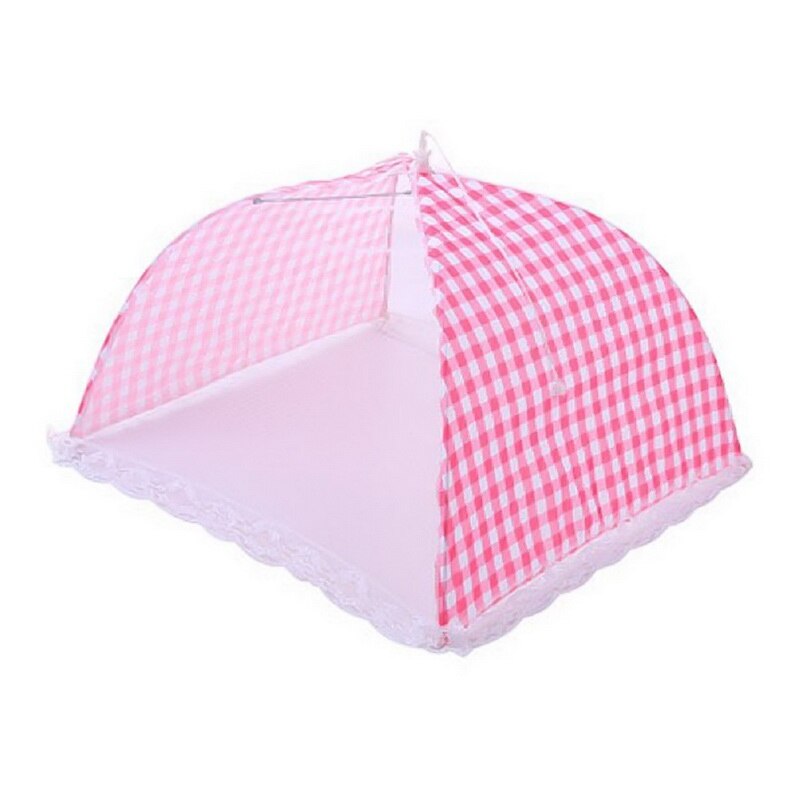 Parapluie hygiène grille Style Anti mouche moustique nourriture plat couverture BBQ pique-nique ustensiles de cuisine cuisine plié maille couverture alimentaire: pink