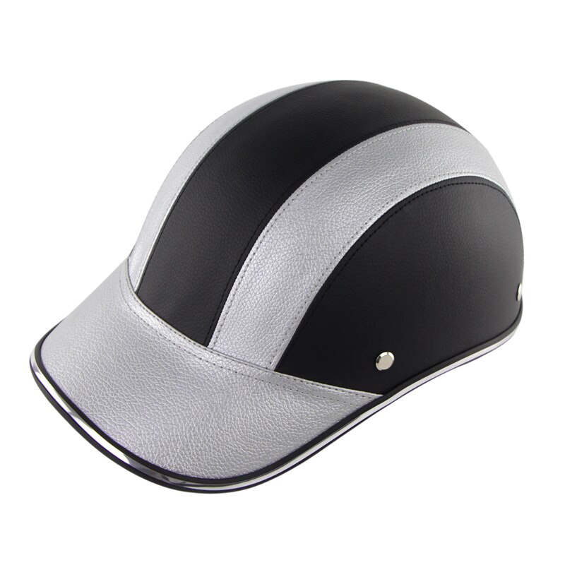 Motorhelm Half Open Gezicht Baseball Cap Ademend Afneembare Voering Verstelbare Stap YA88: silver