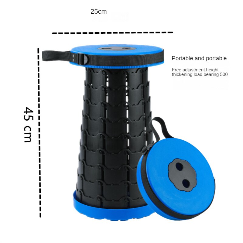 Wysuwany teleskopowy składany stołek-przenośny lekki składany fotel na fotel z regulacją wysokości dla dorosłych kemping podróż: niebieski