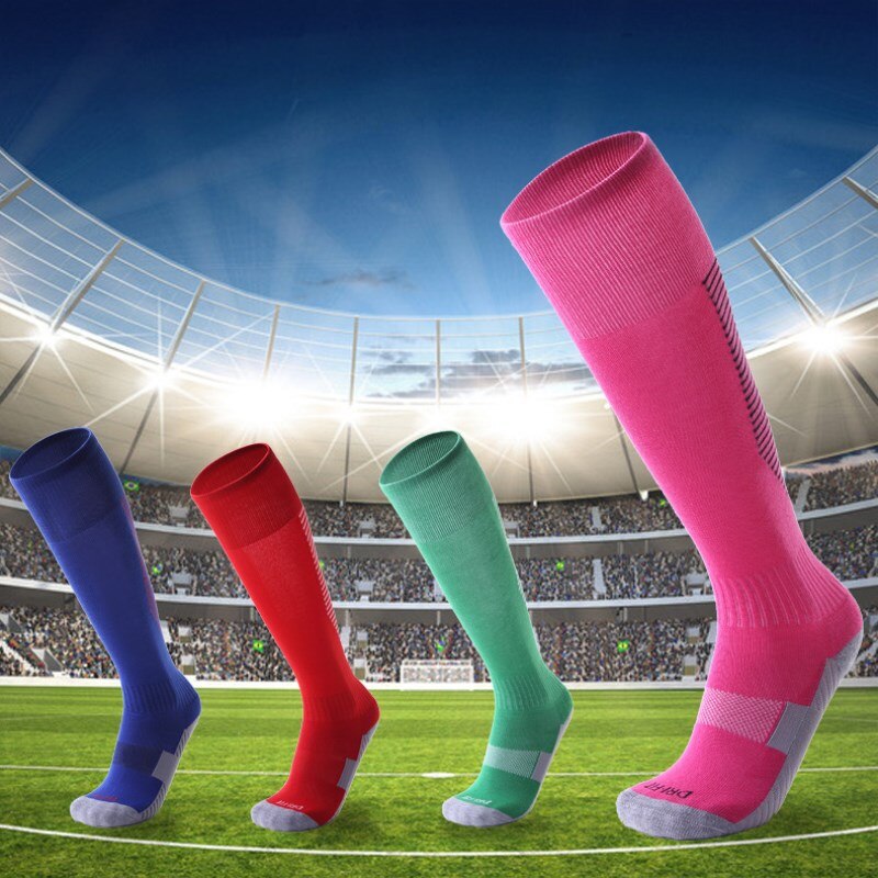 Adult Kids Sports Soccer Socks Color Stripe Long Stocking Knee High Football volleyball breathable Children Sock