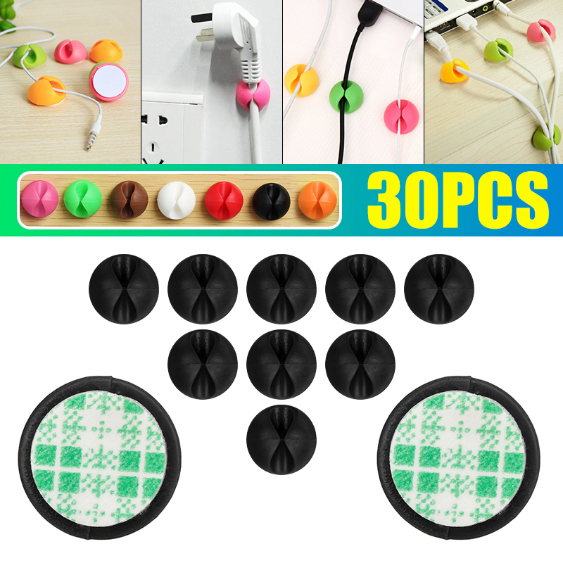 30pcs/Set USB Wire Cable Line Fastener Clip Car Desk Wall Clips Holders Organizer Retainer Clamp Clamps Tie Lines Fixed Clips