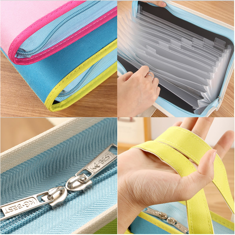 Bolsa de órgano creativa carpeta multicapa tela Oxford A4 Portable con cremallera información maletín bolsa de papel