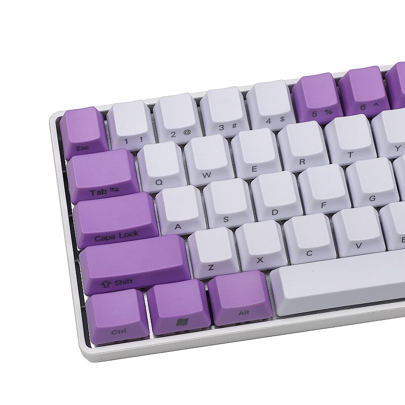 Clavier 87 jeu mécanique ymdk blanc violet mixte 108 61 , profil oem, capuchons de touches en pbt épais pour commutateurs mx: Impression 61 verso