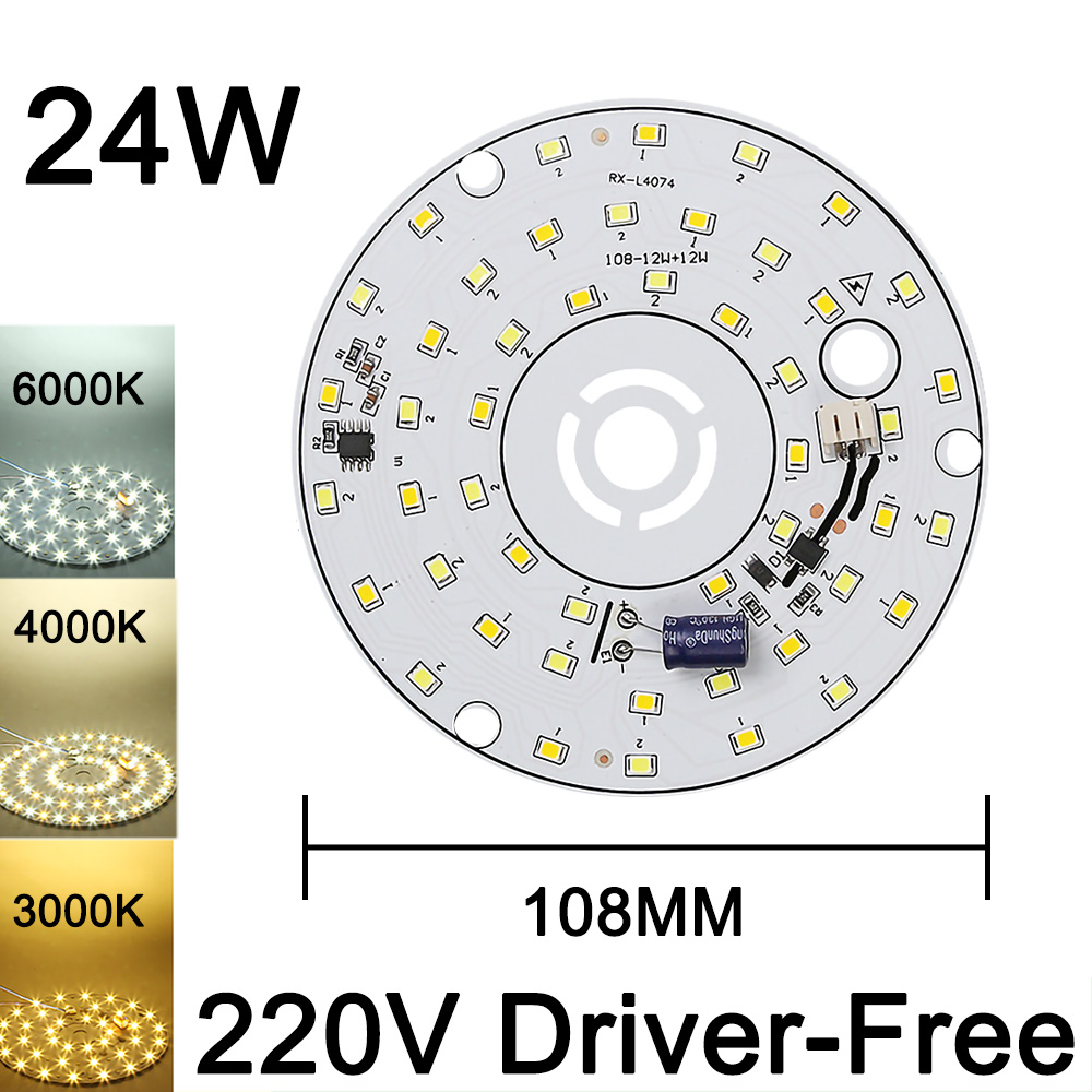 Panel de lucha sin controlador AC220V, 6W, 9W, 12W, 18W, 24W, 2835 SMD, accesorios de fuente de luz LED DIY para reemplazar bombillas de araña domésticas: Gris