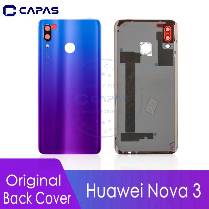 Originele voor Huawei Nova 3 Back Cover Glas + Camera Glas Voor Huawei Nova 3 Rear Batterij Cover Vervanging Reparatie onderdelen