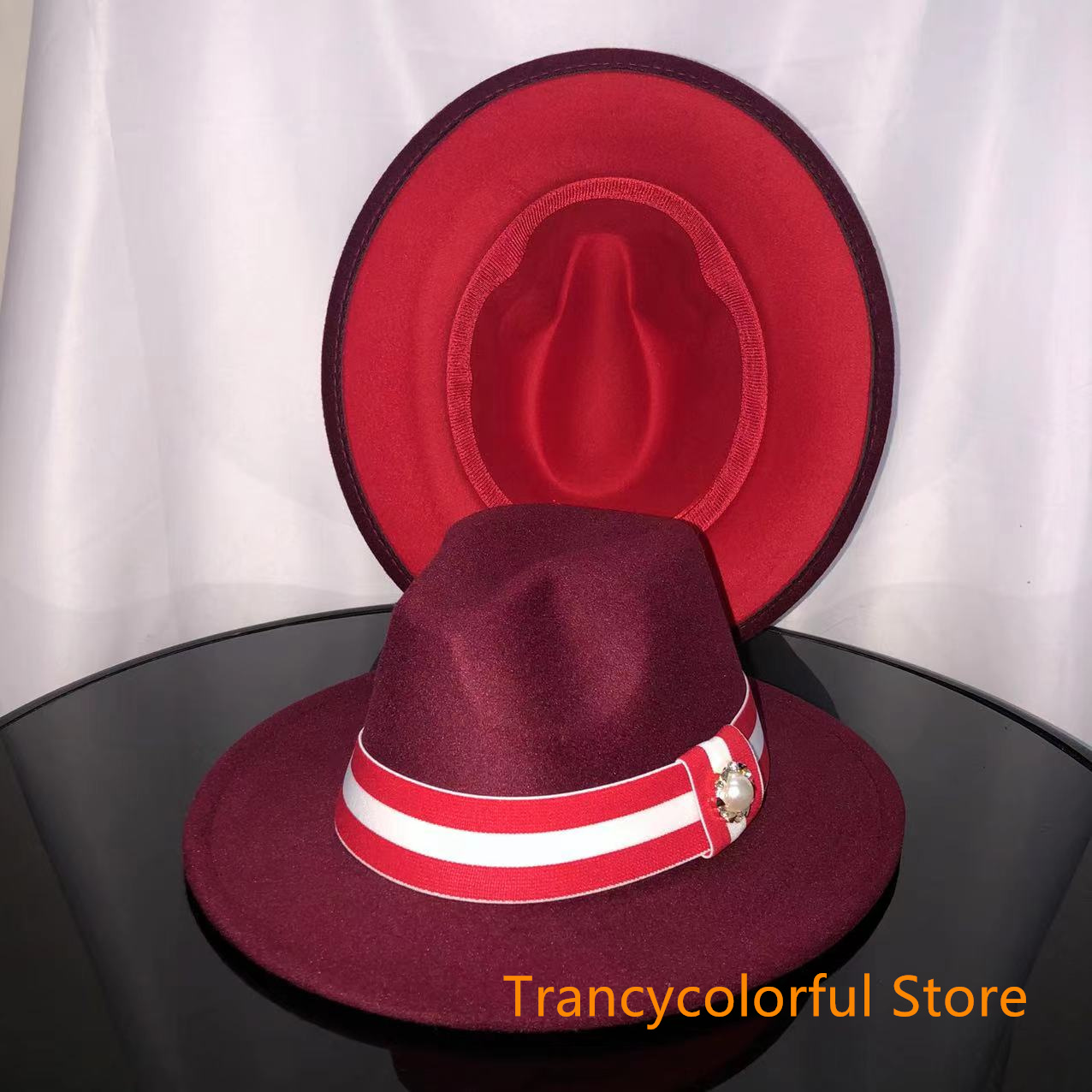Sombrero de Fedora para hombre y mujer, sombrero de jazz con cinta elástica, accesorios blancos, sombrero de copa para iglesia, sombrero de invierno,: 10