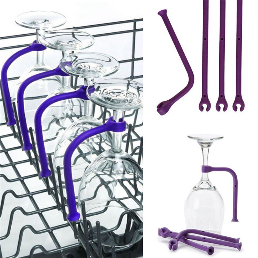 4pcs Wine Glass Rack Flexible Silicone Goblet Holder Dishwasher Bracket Stemware Holder Fixed Holder Bar Kitchen Tool