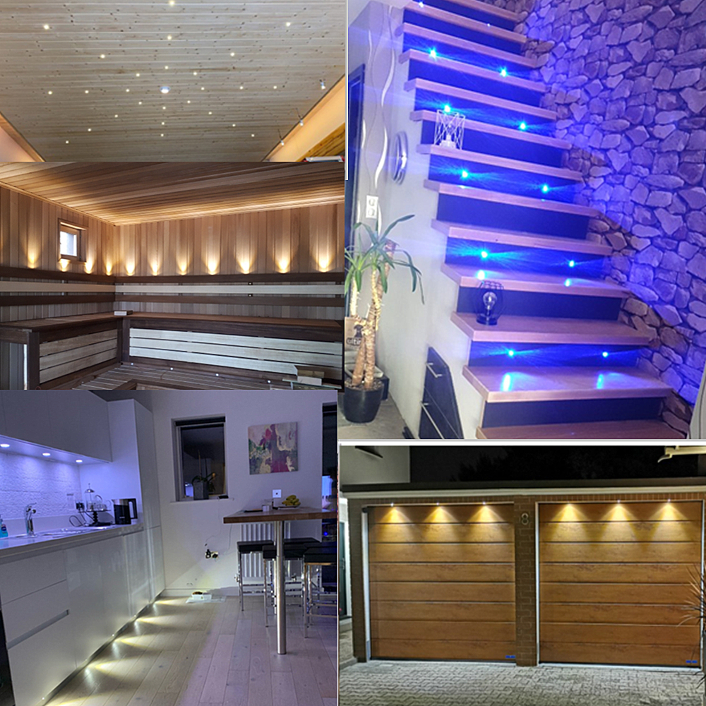 Ip65 1w mini led-downlights dimbara utomhusspotlight trappskåpslampa 12v st svartvita silverfärgade spotlights båtbelysning