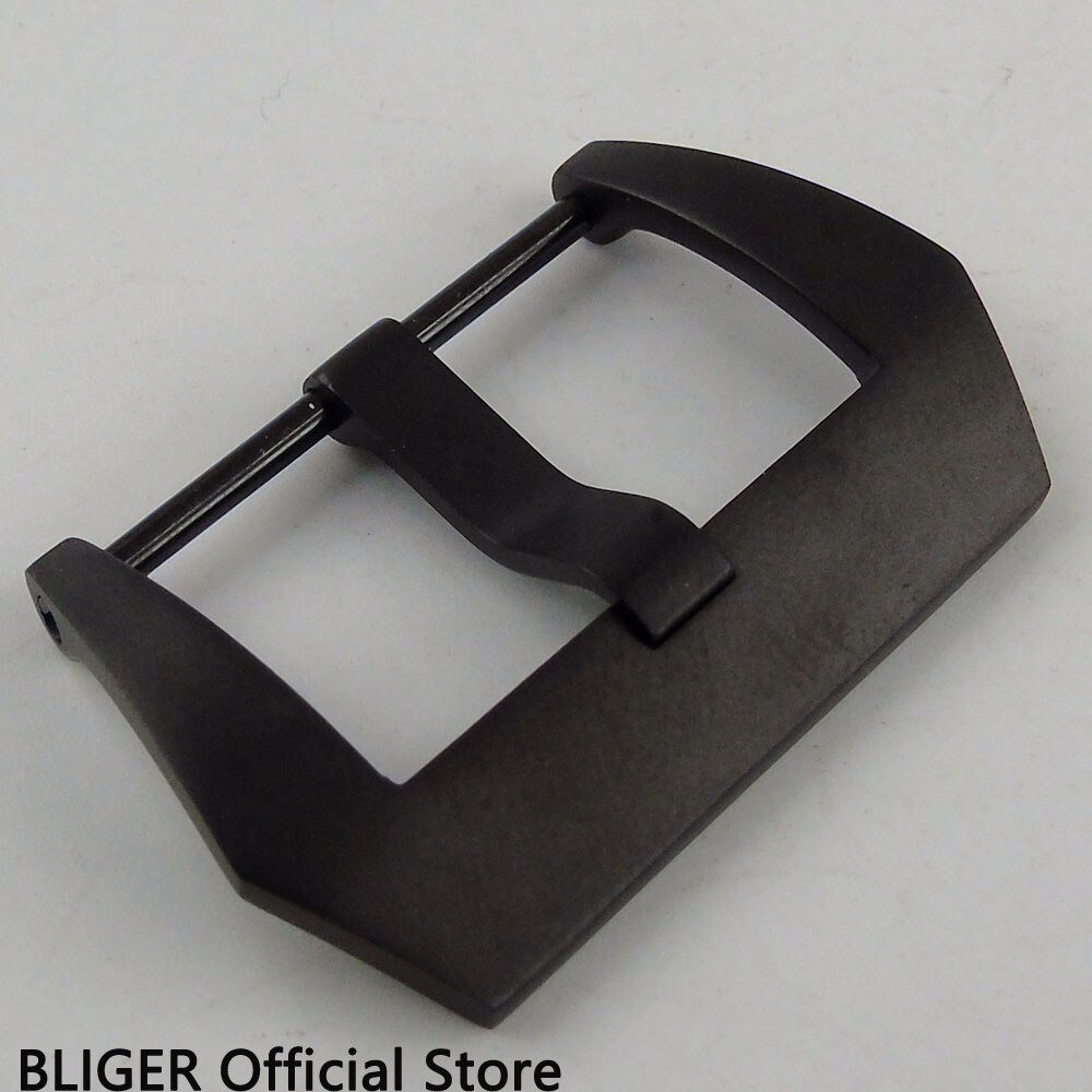 BLIGER 1/PCS 18mm Breedte Zwarte Roestvrijstalen Horloge Gesp Zwart PVD Lederen Band Pin Sluiting BU9