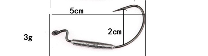 Fiske mjuk maskkrok med bly bred buk svart nickel mjuka beten krokar grub texas rigg hullingförsedd fiskkrok cylinder blysänkare: 3g