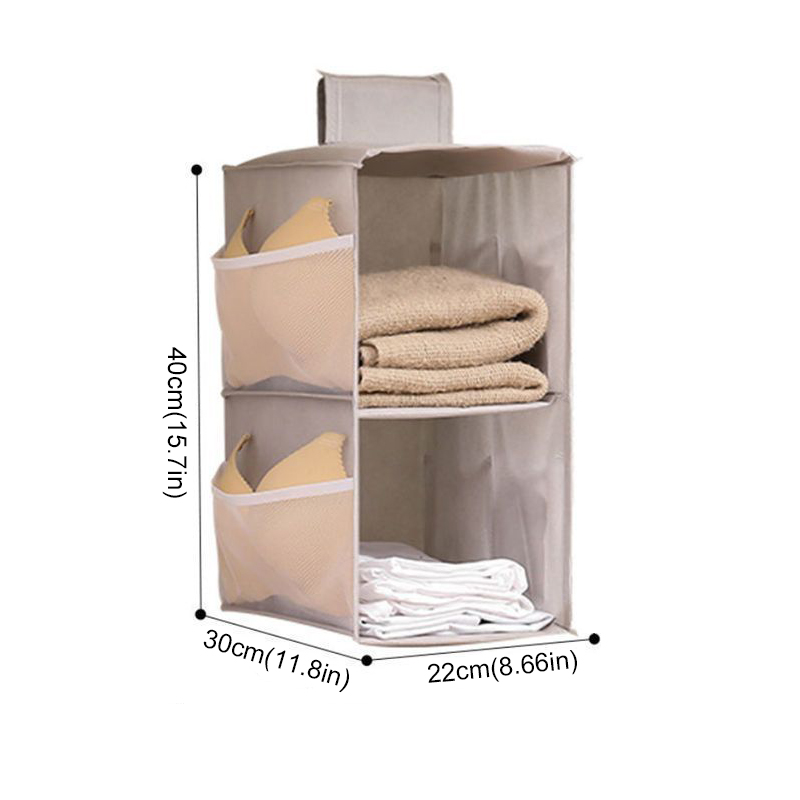 Multi-Layer Hanging Closet Organizer Hanging Bag/Shelf Foldable For Bra Storage Bag Socks Clothes Storage Organizer Hanging Bag: light green