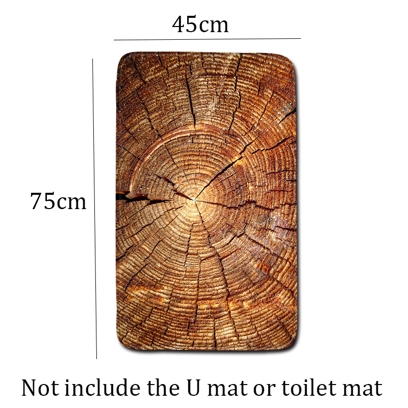 Træhjul bademåtter badeværelse 3 stk / parti vandabsorptions toilet tæpper sat i toiletmåtte til boligindretning anti slip dørmåtte tæppe: Pm kun 1pc bademåtte