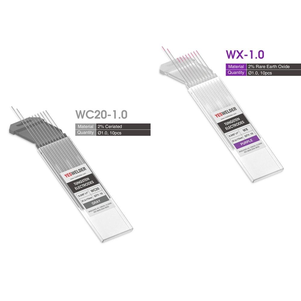 YESWELDER Wolfram elektroden 1,0/1,6/2,4/3,2/4,0*175mm WP WT20 WC20 WL15 WL20 WX Perücke-schweißen stangen