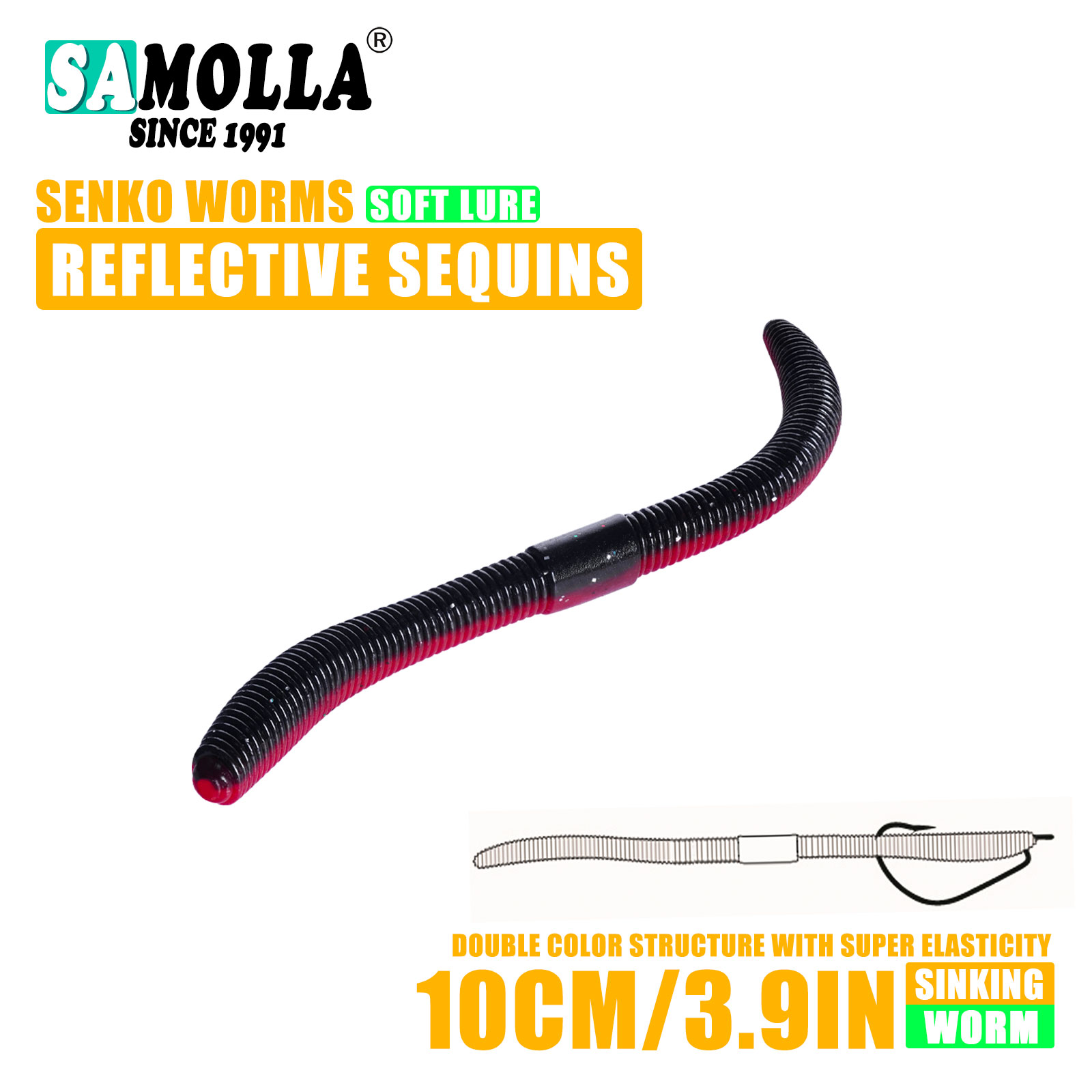 10 cm/14 cm 10/15 unids/bolsa cebo suave Senko gusano palo loco cebos de gusano Leurre Souple Wobblers para todos los peces Pesca señuelo de Pesca de lubina: YELLOW
