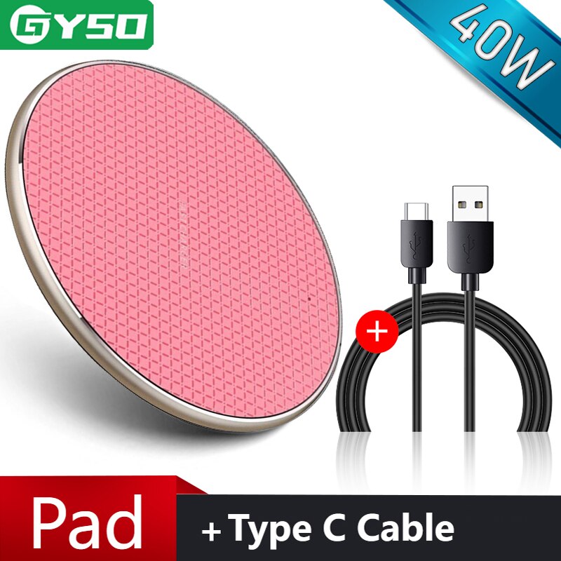 40W Qi Draadloze Oplader Voor Iphone 13 12 11 Pro Xs Max Snelle Wirless Opladen Voor Samsung Xiaomi Huawei telefoon Qi Lader Draadloze: L 10W Pink