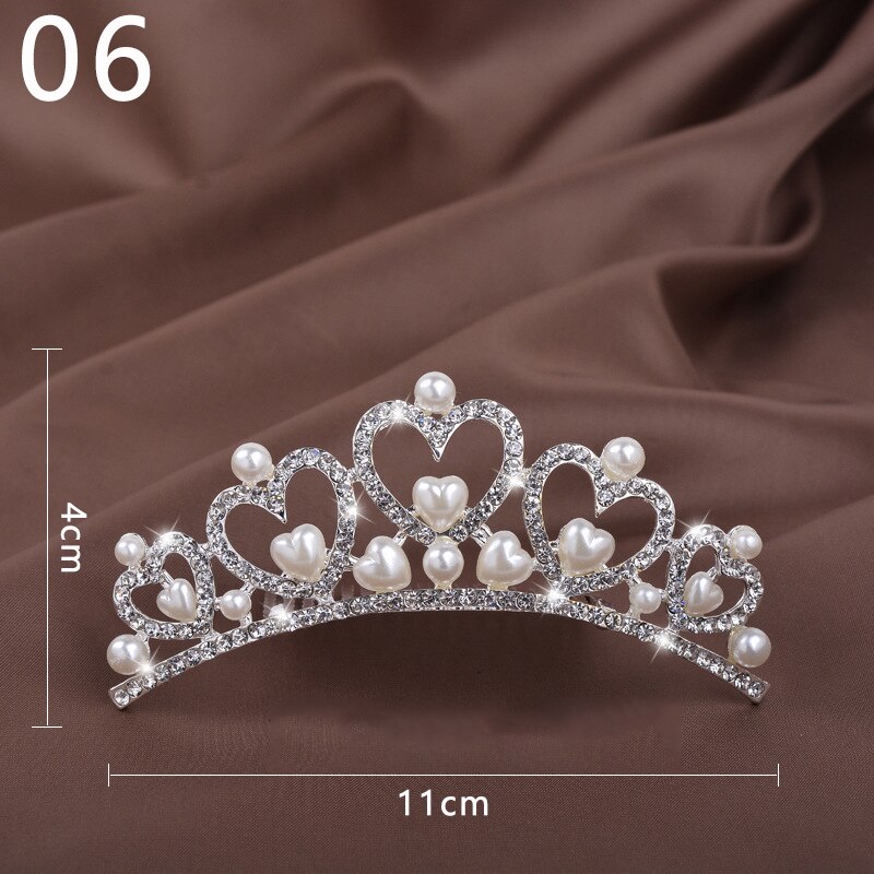 Prinzessin Krone für Mädchen Zeigen Braut Krone Tiara Diadem Silber Farbe Kristall Blumen Hochzeit Braut Haar Zubehör Kopf Schmuck: 6