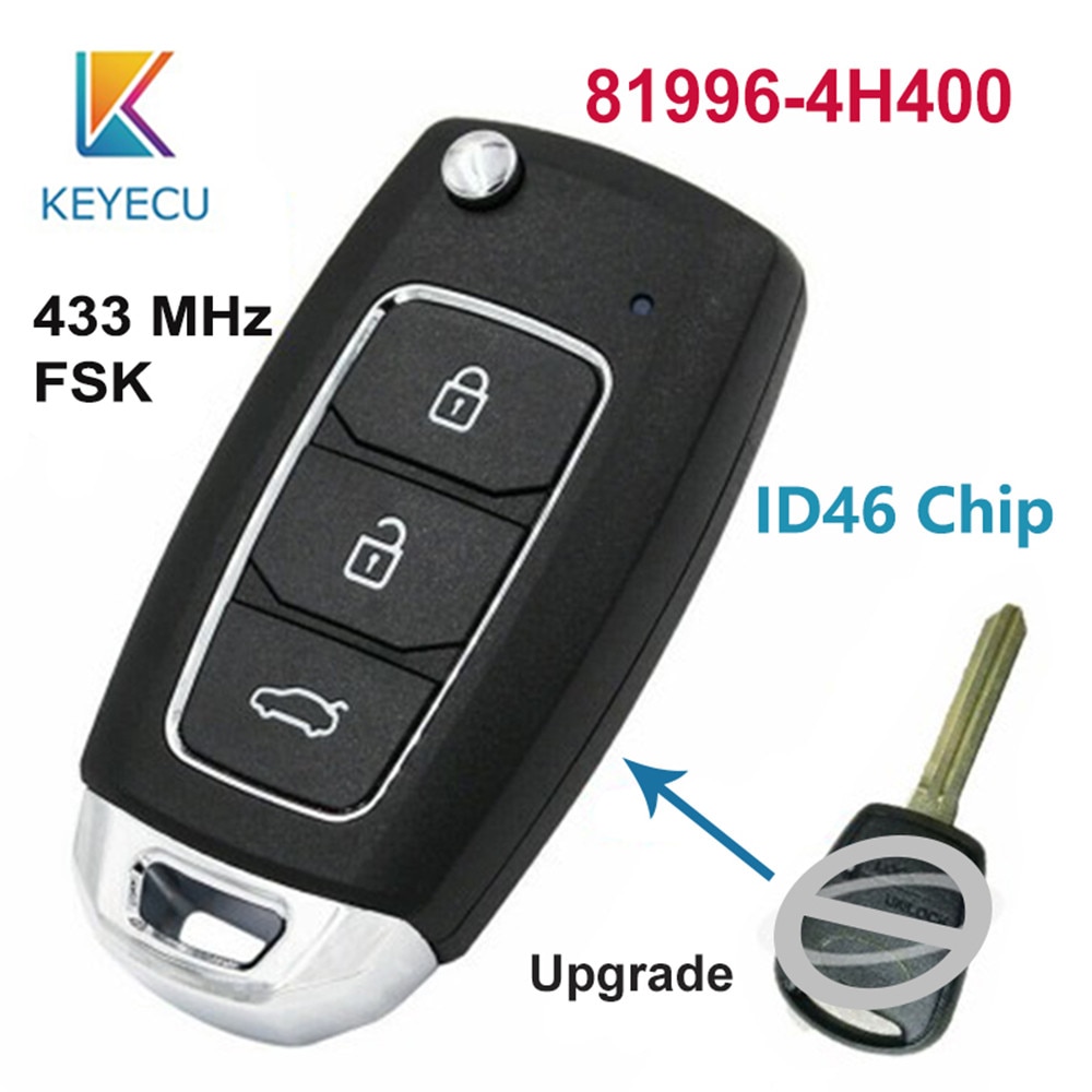 Keyecu Verbeterde Vouwen Afstandsbediening Sleutelhanger 3 Knop 433 Mhz ID46 Voor Hyundai Starex H-1 H1 81996-4H400 819964H400
