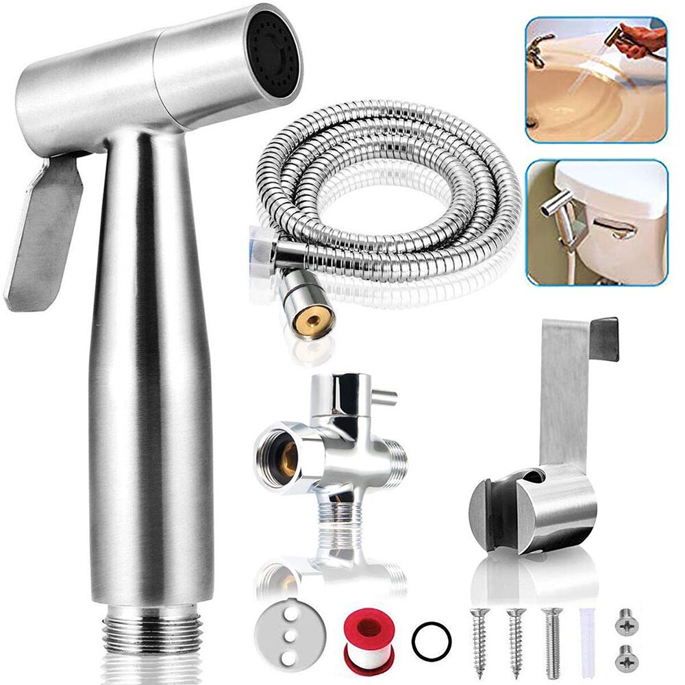 SOOSI Stainless Steel Toilet Bidet Sprayer Set Multi-mode Hand-held Cloth Diaper Spray Gun Head Portable Muslim Shower