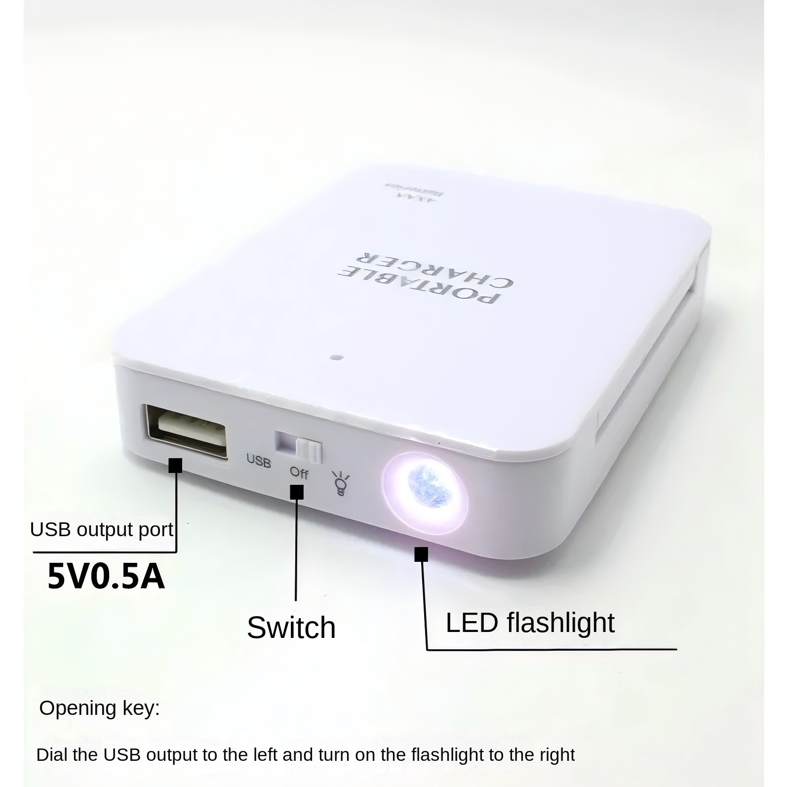 USB Gadget USB Charger External Power Box Battery Charger Emergency Charging By 4pcs AA Batteries With USB Port and Flashlight