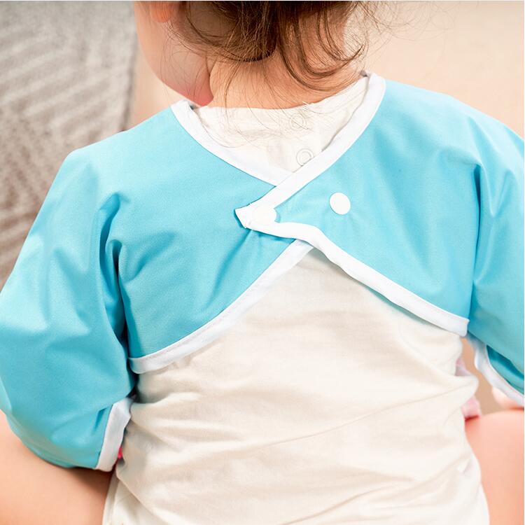 HappyFlute Button Style Bib 2pcs Set Cute Waterproof Long Sleeves With Snap Children Cloth Burp for 6-24month Baby