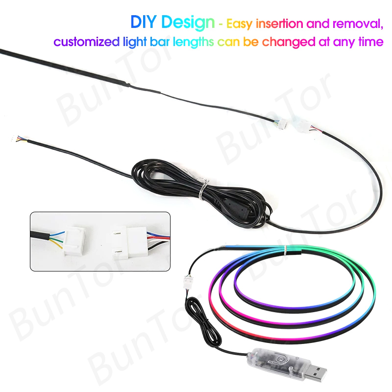 Tira de luces LED RGB para coche, luz ambiental arcoíris, USB, música Symphon, lámpara de ambiente con aplicación de Control remoto, 10/6/4/2/1 en 1