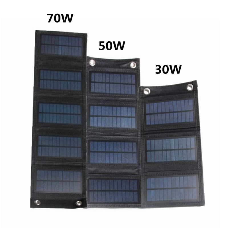 30w/50w/70w solpanel usb 5v hopfällbar solcellsladdare vattentät solcell portabel utomhus mobil ström för campingvandring