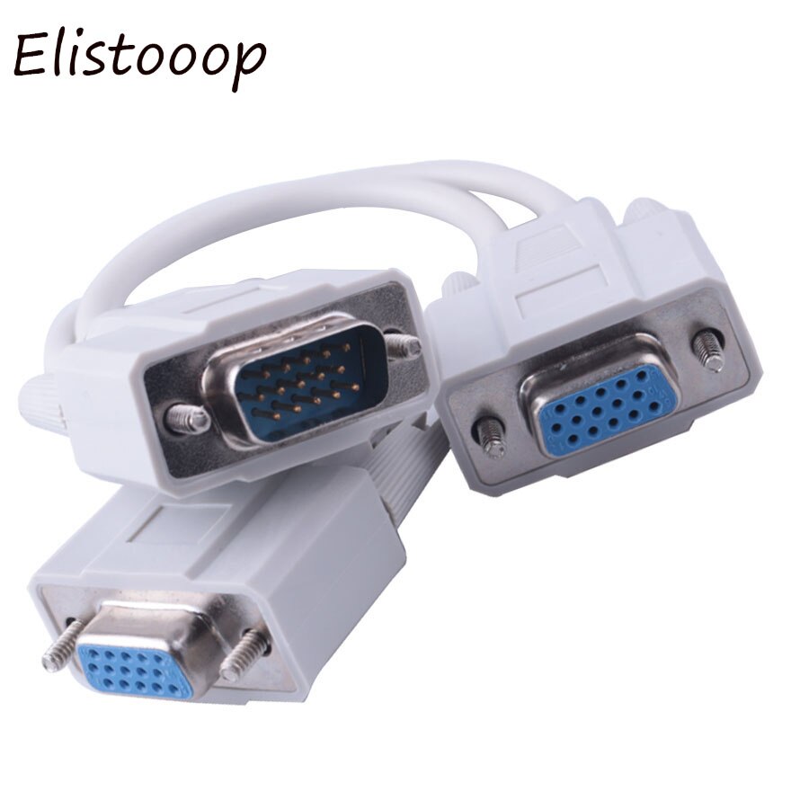 Elistooop SVGA Monitor Adapter Splitter Kabel Male VGA naar 2 Vrouwelijke VGA 2 Way Dual Video card LCD Y Splitter adpater