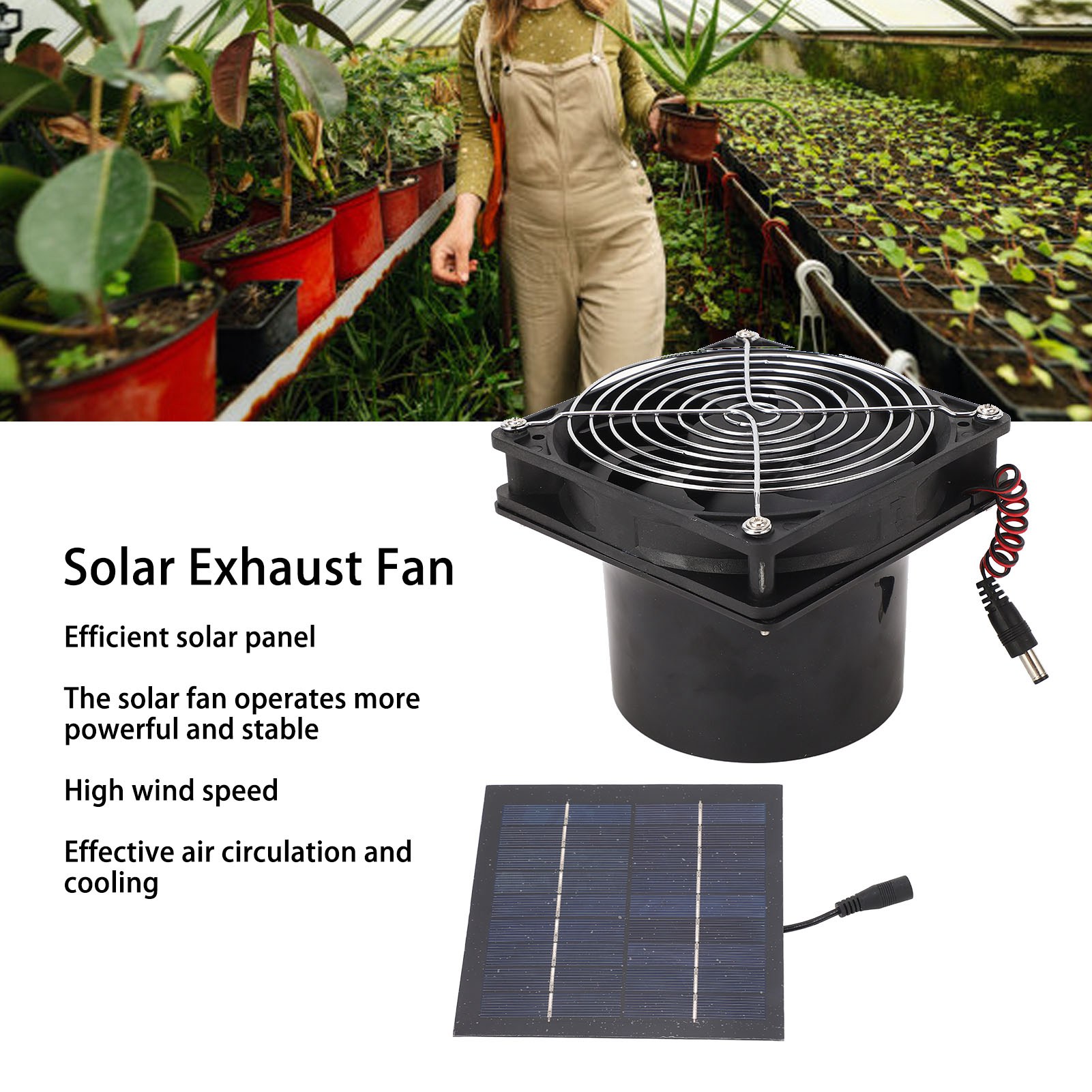 Zonneventilator Afzuigventilator op zonne-energie Efficiënte ventilatie voor warmteafvoer 50W zonnepaneelventilatorset 5-12V Mini-ventilator op zonne-energie