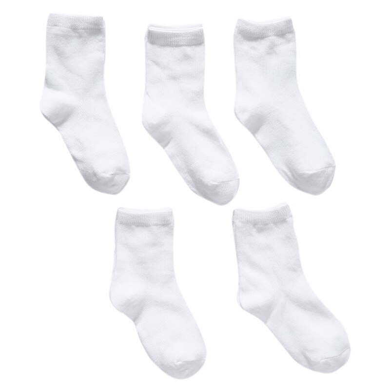 5 Paare freundlicher Reinem Weiß Socke Baby Junge Mädchen Solide Atmungsaktive Baumwolle Sport Frühling