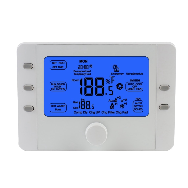 Hy818 Large Lcd Display Smart Programmable Home 24V Heat Pump Single/Multi Stage Digital Thermostat: Default Title