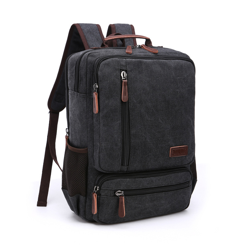 Men’s Canvas Backpack Fashionable Travel Student Laptop Bag Vintage Men’s Canvas Laptop Backpack Large Capacity Bag: Blue