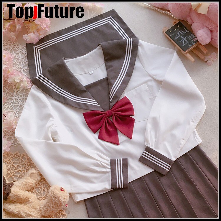 Orthodox college style Japanese student uniform JK Uniform suit GREY suit orthodox sailor suit pleated skirt class suit