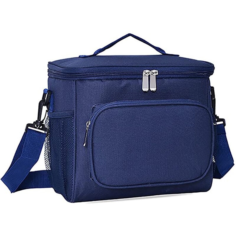 Thermal Lunch Bag Insulated Lunch Box Large Cooler Bento Tote for Men Women Double Deck Picnic Food Pack: Blue