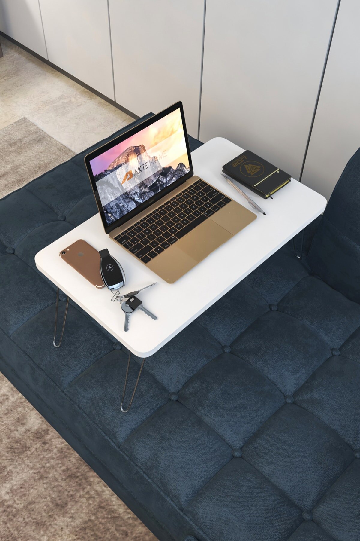 Opvouwbare Laptop Tafel Voor Werken Ontbijt Tafel, Pvc Coating, Voeten Metalen, Opvouwbaar, 60*35*28Cm Speciale Laptop